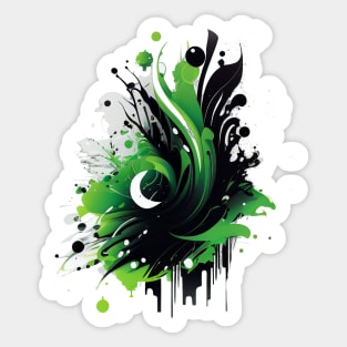 Abstract Green and Black Half Moon Design Sticker